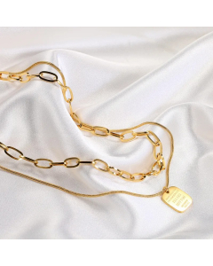 Streetwear Letter Titanium Steel Plating Layered Necklaces