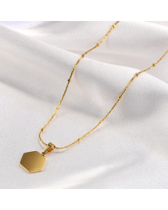 Simple Style Hexagon Titanium Steel Polishing Inlay Shell Pendant Necklace