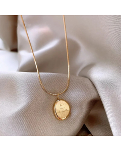 Lady Letter Geometric Titanium Steel Plating Pendant Necklace