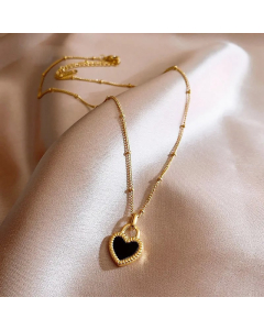 Double-Sided Peach Heart Stainless Steel Necklace