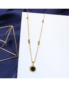 Double-Sided Roman Gold Stainless Steel Necklace