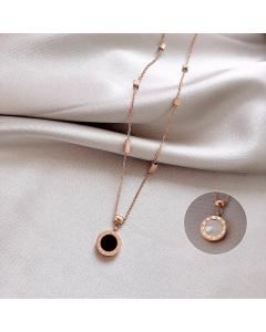 Double-Sided Roman Rose Gold Stainless Steel Necklace