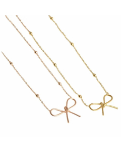 Simple Style Bow Knot Titanium Steel Plating Gold Plated Pendant Necklace