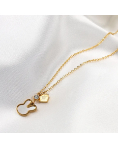 Simple Style Rabbit Stainless Steel Inlay Rhinestones Gold Plated Pendant Necklace
