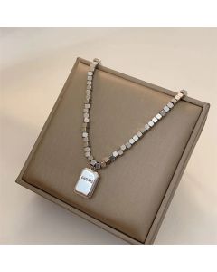 Steel Color Geometric Letter Titanium Steel Plating Gold Plated Pendant Necklace
