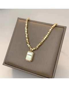 Gold Color Geometric Letter Titanium Steel Plating Gold Plated Pendant Necklace