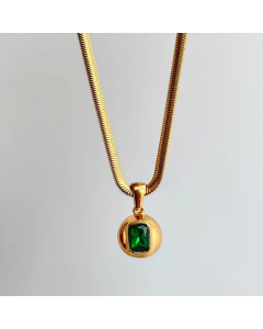 Wholesale Stainless Steel Necklace Rectangle Zircon 18K Gold Plated Pendant Necklace