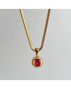 Wholesale Stainless Steel Necklace Rectangle Zircon 18K Gold Plated Pendant Necklace