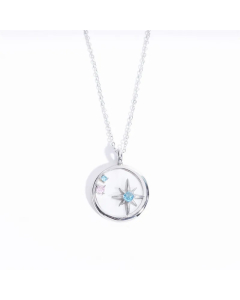 Steel Color Artistic Star Stainless Steel Polishing Zircon 18K Gold Plated Pendant Necklace