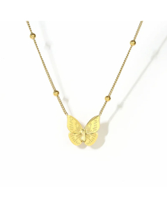 Modern Style Oval Butterfly Titanium Steel Plating 18K Gold Plated Pendant Necklace