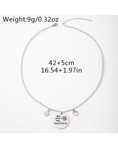Basic Simple Style Letter Heart Shape Flower Stainless Steel Carving Pendant Necklace