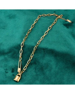 Vintage Style Lock Titanium Steel Plating Necklace