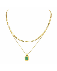 Lady Stripe Stainless Steel Titanium Steel Plating Inlay Shell Layered Necklaces_colorza_1