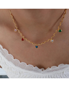 Simple Style Heart Shape Titanium Steel Inlay Zircon Necklace