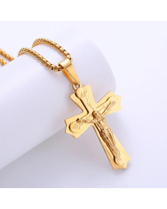 Retro Cross Titanium Steel Plating Pendant Necklace