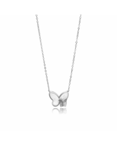 Steel Color Sweet Butterfly Stainless Steel Patchwork Necklace