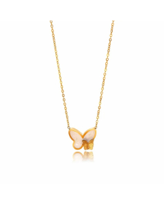 Gold Color Sweet Butterfly Stainless Steel Patchwork Necklace
