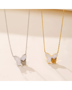 Sweet Butterfly Stainless Steel Patchwork Necklace_colorza_3