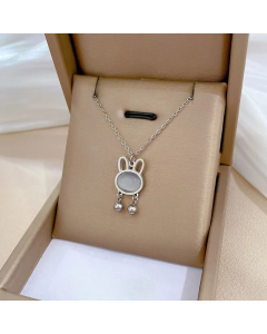 Steel Color Cartoon Style Rabbit Titanium Steel Plating Gold Plated Pendant Necklace