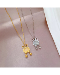 Cartoon Style Rabbit Titanium Steel Plating Gold Plated Pendant Necklace