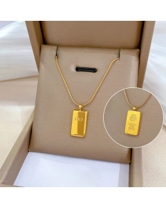 Gold Color Classic Style Word Titanium Steel Plating Gold Plated Pendant Necklace