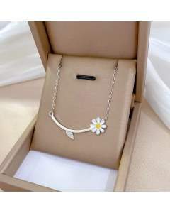 Steel Color Fariy Style Flower Titanium Steel Plating Gold Plated Pendant Necklace