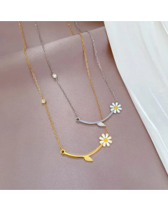 Fariy Style Flower Titanium Steel Plating Gold Plated Pendant Necklace