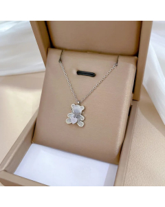 Steel Color Cartoon Style Bear Titanium Steel Plating Gold Plated Pendant Necklace