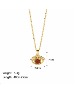 INS Style Eye Stainless Steel Plating Inlay Natural Stone 18K Gold Plated Pendant Necklace
