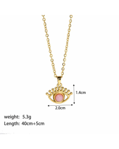 INS Style Eye Stainless Steel Plating Inlay Natural Stone 18K Gold Plated Pendant Necklace