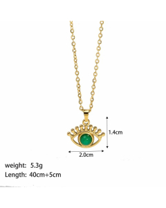 INS Style Eye Stainless Steel Plating Inlay Natural Stone 18K Gold Plated Pendant Necklace