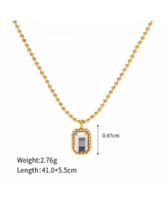 INS Style Simple Style Rectangle Stainless Steel Plating Inlay Rhinestones 18K Gold Plated Pendant Necklace