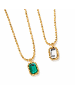 INS Style Simple Style Rectangle Stainless Steel Plating Inlay Rhinestones 18K Gold Plated Pendant Necklace