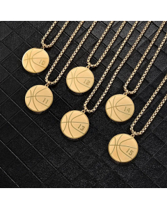 Hip-Hop Number Basketball Titanium Steel Metal Pendant Necklace_colorza_4