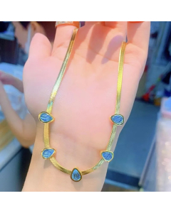 Simple Style Water Droplets Titanium Steel Plating Inlay Artificial Gemstones Necklace