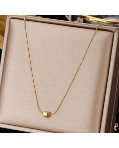 Simple Style Leaf Heart Shape Stainless Steel Plating Inlay Zircon Pendant Necklace