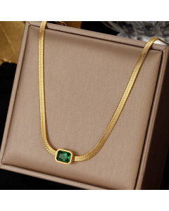 Simple Style Leaf Heart Shape Stainless Steel Plating Inlay Zircon Pendant Necklace