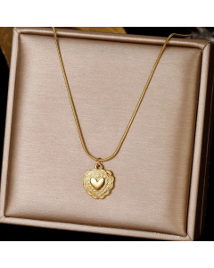 Simple Style Leaf Heart Shape Stainless Steel Plating Inlay Zircon Pendant Necklace