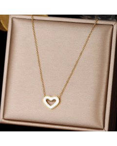 Simple Style Leaf Heart Shape Stainless Steel Plating Inlay Zircon Pendant Necklace