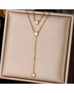 Simple Style Leaf Heart Shape Stainless Steel Plating Inlay Zircon Pendant Necklace