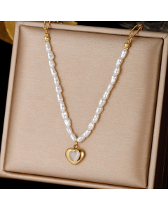 Colorza Simple Style Butterfly Heart Shape Stainless Steel Plating Inlaid Zircon Pendant Necklace-17