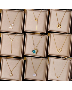 Simple Style Leaf Heart Shape Stainless Steel Plating Inlay Zircon Pendant Necklace_colorza_4