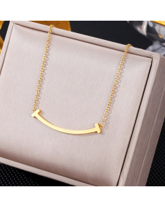 Colorza Elegant Letter Heart Shape Butterfly Stainless Steel Plating Inlaid Artificial Pearls Zircon Pendant Necklace