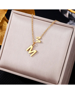 Colorza Elegant Letter Heart Shape Butterfly Stainless Steel Plating Inlaid Artificial Pearls Zircon Pendant Necklace