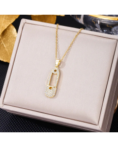 Colorza Elegant Letter Heart Shape Butterfly Stainless Steel Plating Inlaid Artificial Pearls Zircon Pendant Necklace