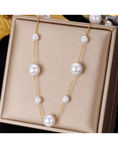 Colorza Elegant Letter Heart Shape Butterfly Stainless Steel Plating Inlaid Artificial Pearls Zircon Pendant Necklace