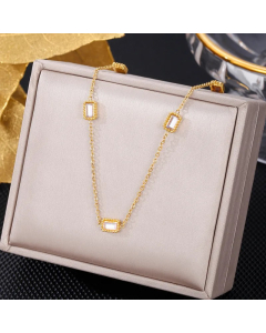 Colorza Elegant Letter Heart Shape Butterfly Stainless Steel Plating Inlaid Artificial Pearls Zircon Pendant Necklace