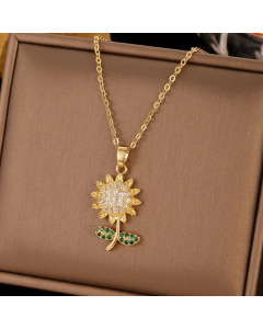 Colorza Heart Shape Butterfly Rabbit Stainless Steel Tassel Plating Inlaid Artificial Pearls Zircon Pendant Necklace
