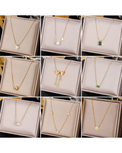Elegant Heart Shape Butterfly Stainless Steel Tassel Plating Inlay Artificial Pearls Zircon Pendant Necklace_colorza_2