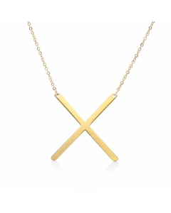 Colorza Simple Style Letter Stainless Steel Plating Hollow Out Pendant Necklace-Gold Color-X